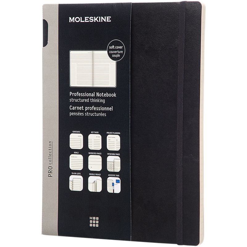 Moleskine Pro notatbok XL med myktomslag