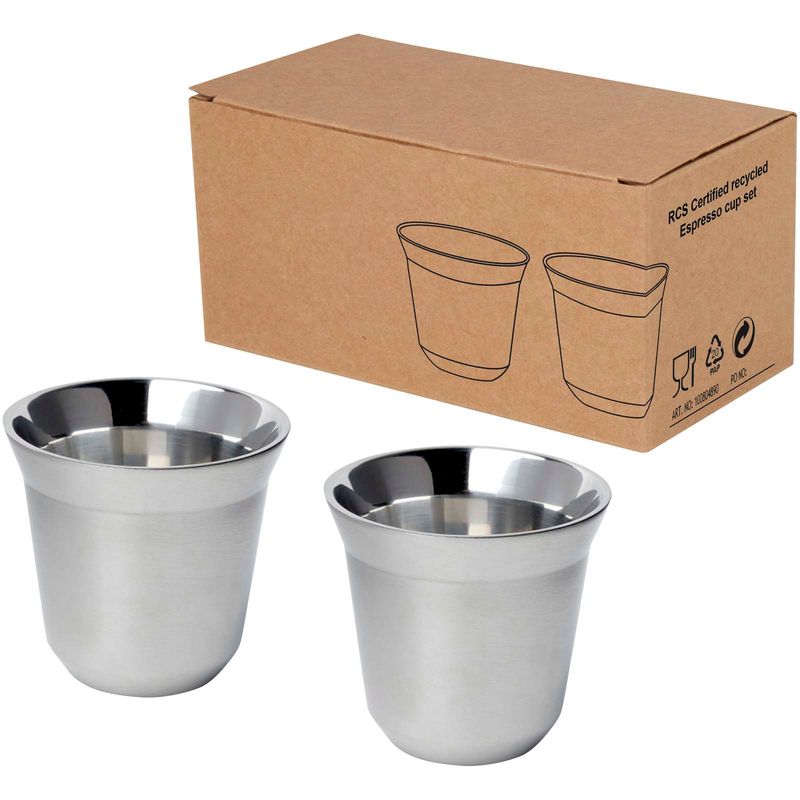 Duo 80 ml RCS sertifisert espressokoppsett av rustfritt stål