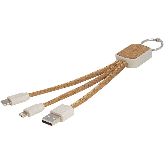 Hovedbilde Bates 3-i-1 ladekabel i hvetehalm og kork