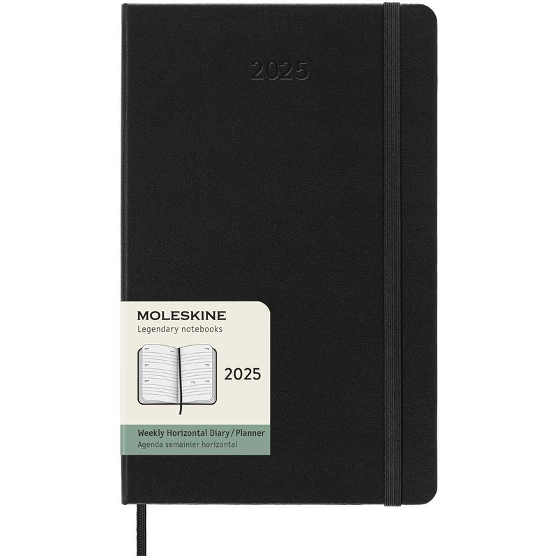 Moleskine 12 måneders ukeskalender stor, hardt omslag